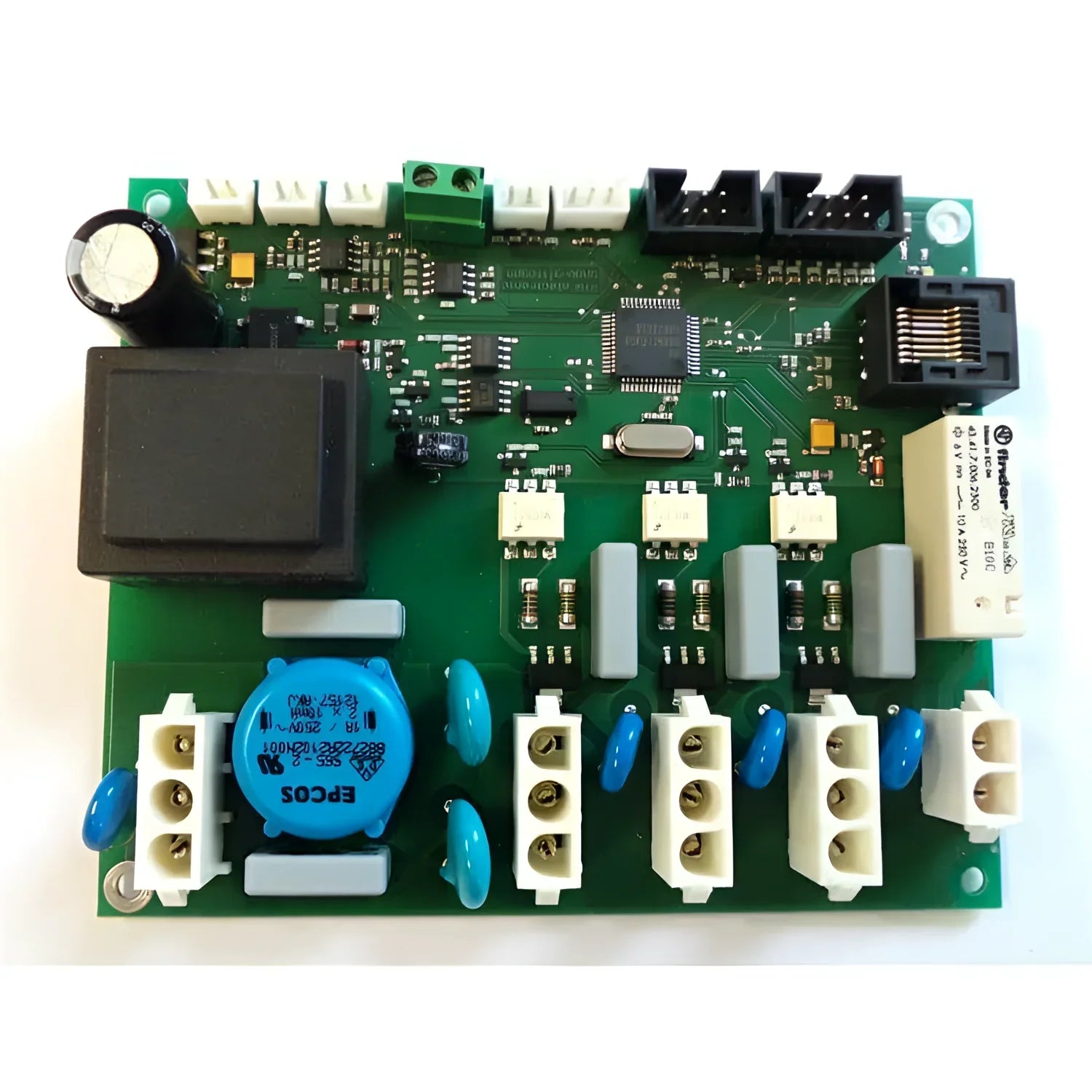 Original Steuerplatine Thermoflux mit grüner Leiterplatte und elektronischen Komponenten