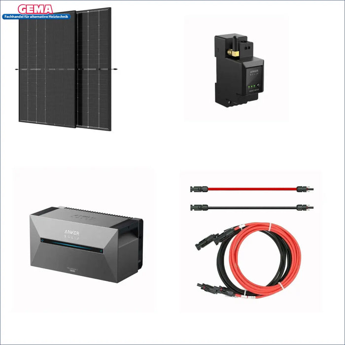 🖤 Balkonkraftwerk mit 2x430Wp Solarmodulen, ⚡️ Wechselrichter und 🤝 Kabelset für nachhaltige Energie.