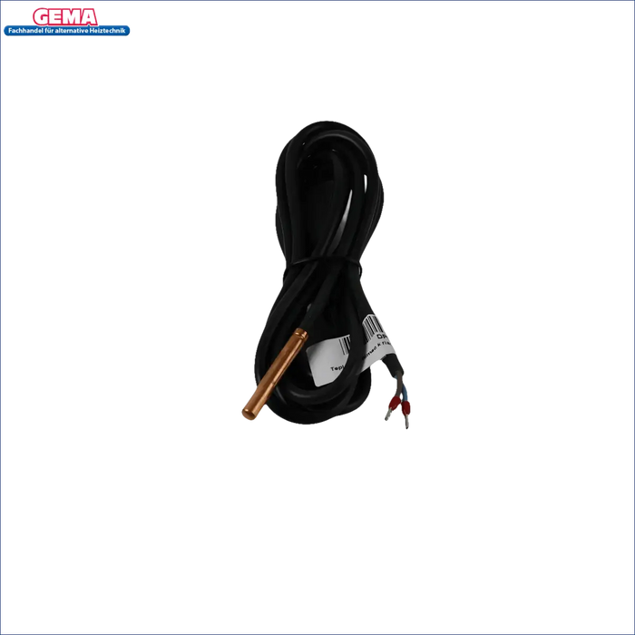 Schwarzes Kabel mit Kupfersensor für Profi-Kessel Attack Kesselfühler