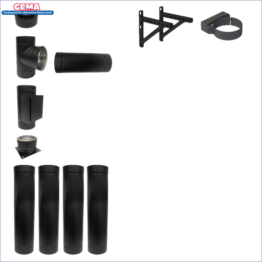 Schwarze Schornsteinrohrkomponenten für DW Neo 150 5-10 Meter in Originalverpackung