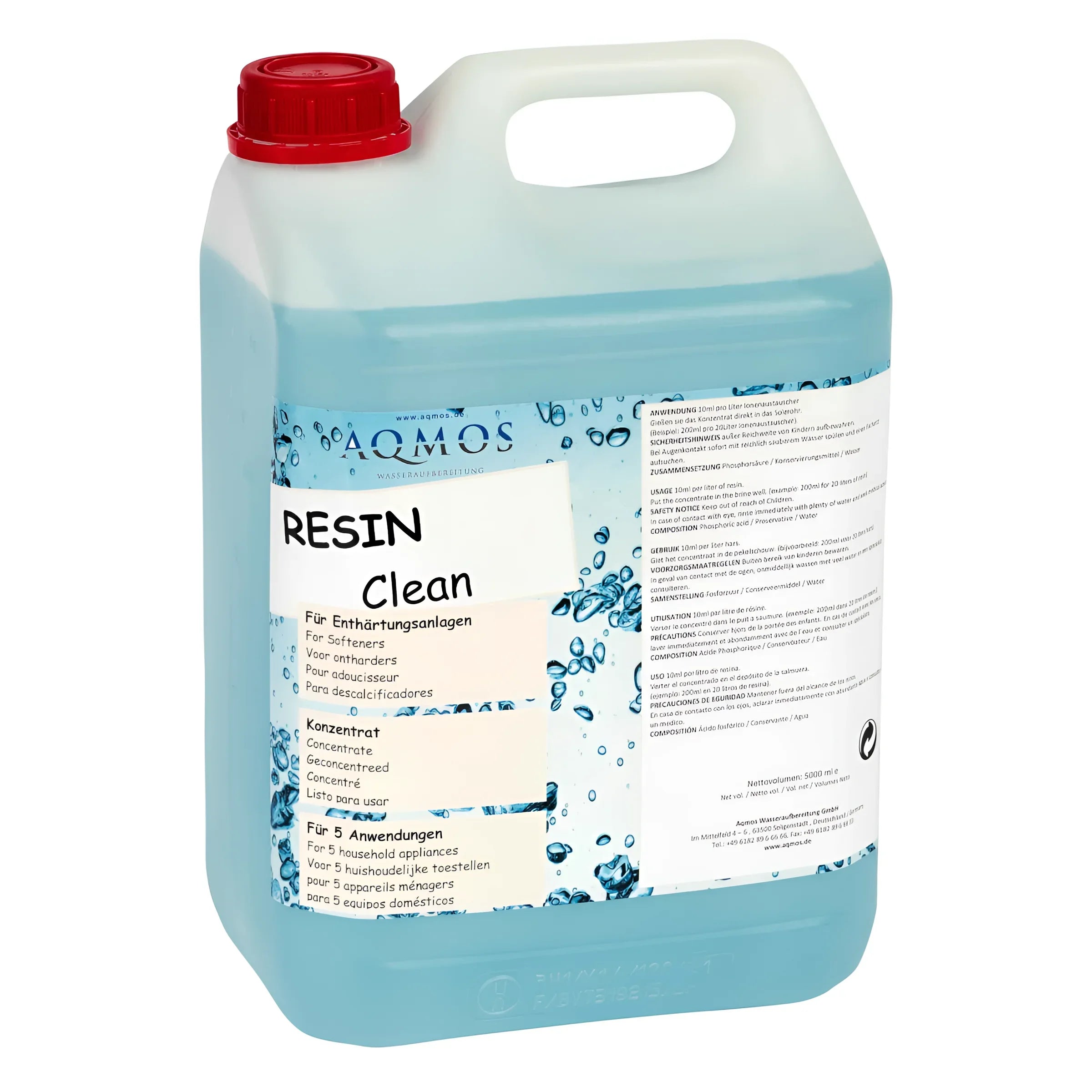 Reinigungslösung für Ionenaustauscher mit 📦 Resin Clean, effektiv gegen Verunreinigungen in Wasserenthärtungsanlagen 💧.
