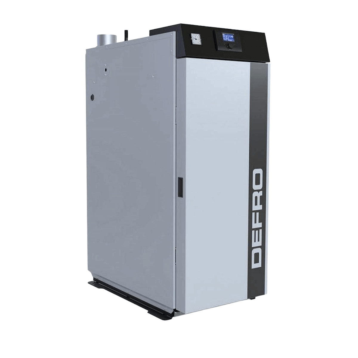 Graue und schwarze Heizungsboiler für nachhaltige Holzheizung im Defro Optima HG