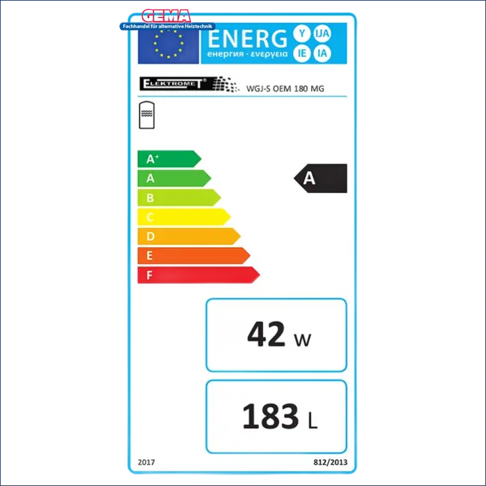 Energieeffizienzlabel an Warmwasserspeicher Trinkwasserspeicher Brauchwasserspeicher 180 Liter