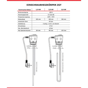Brauchwasserspeicher 150 L mit Incoloy 825 Heizstab 3 kW.