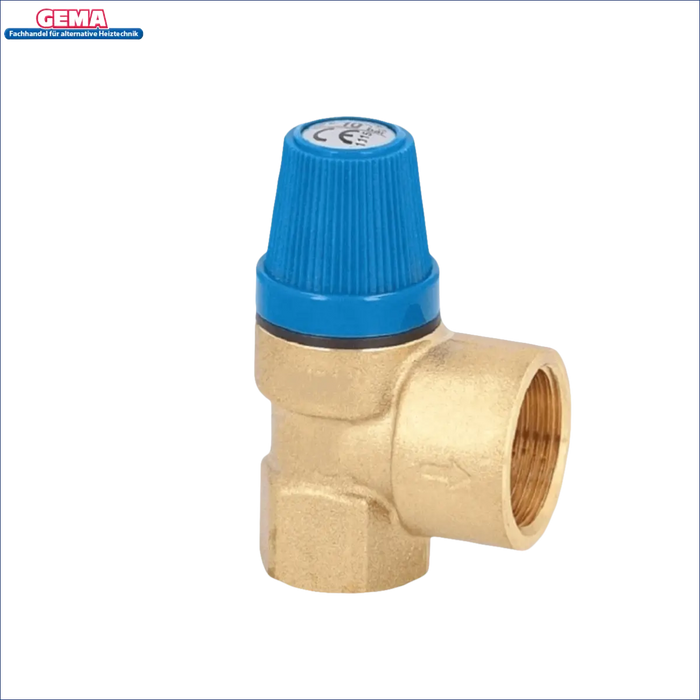 Brassdruckminderventil mit blauer Einstellknopf für Warmwasserspeicher 180 Liter
