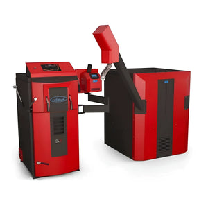 Red und Schwarz Pelletkessel Attack SLX Kombikessel für Holz und Pellets 20 kW