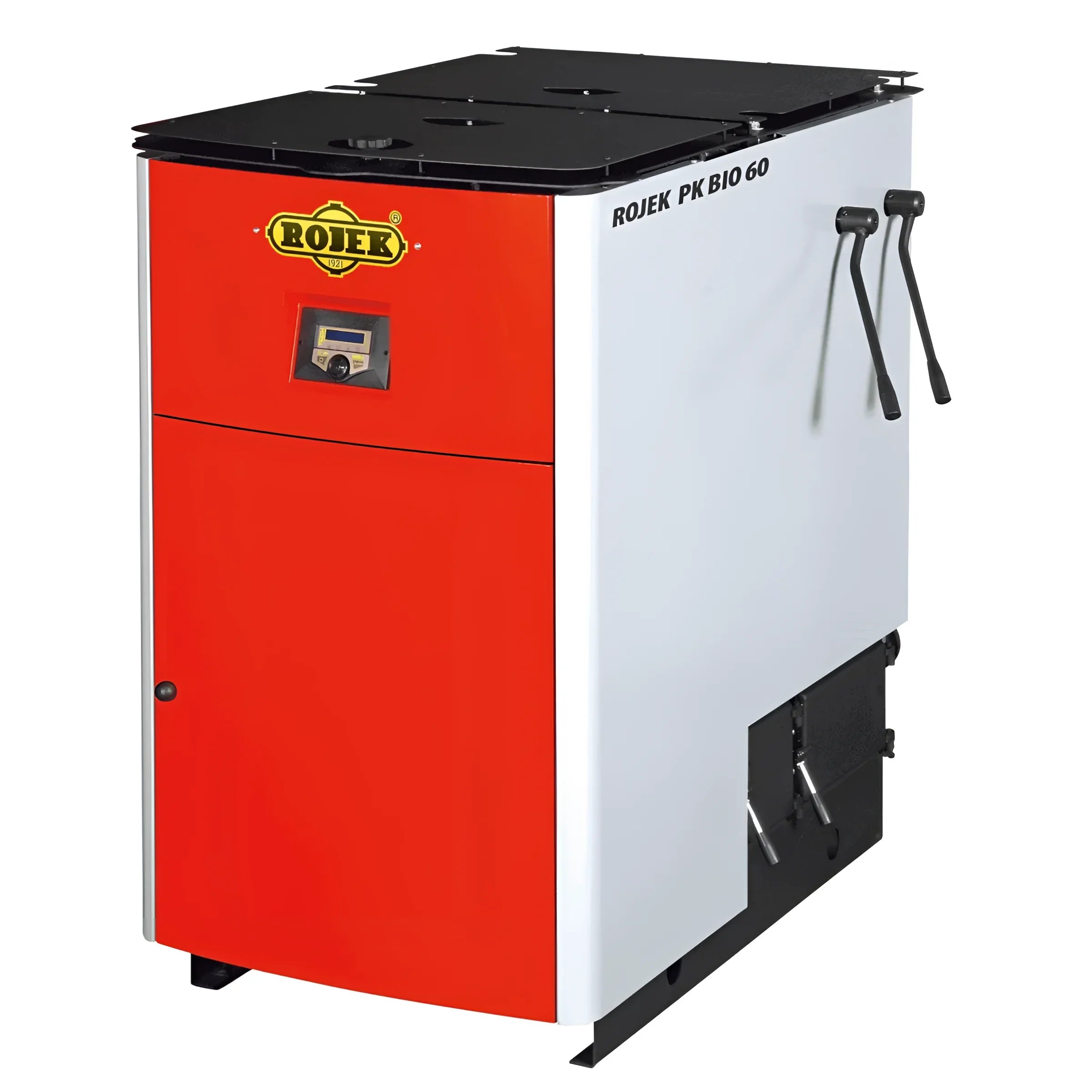 Rot-weißer Heizkessel Holzvergaser ROJEK PK BIO 60 kW im Produktbild
