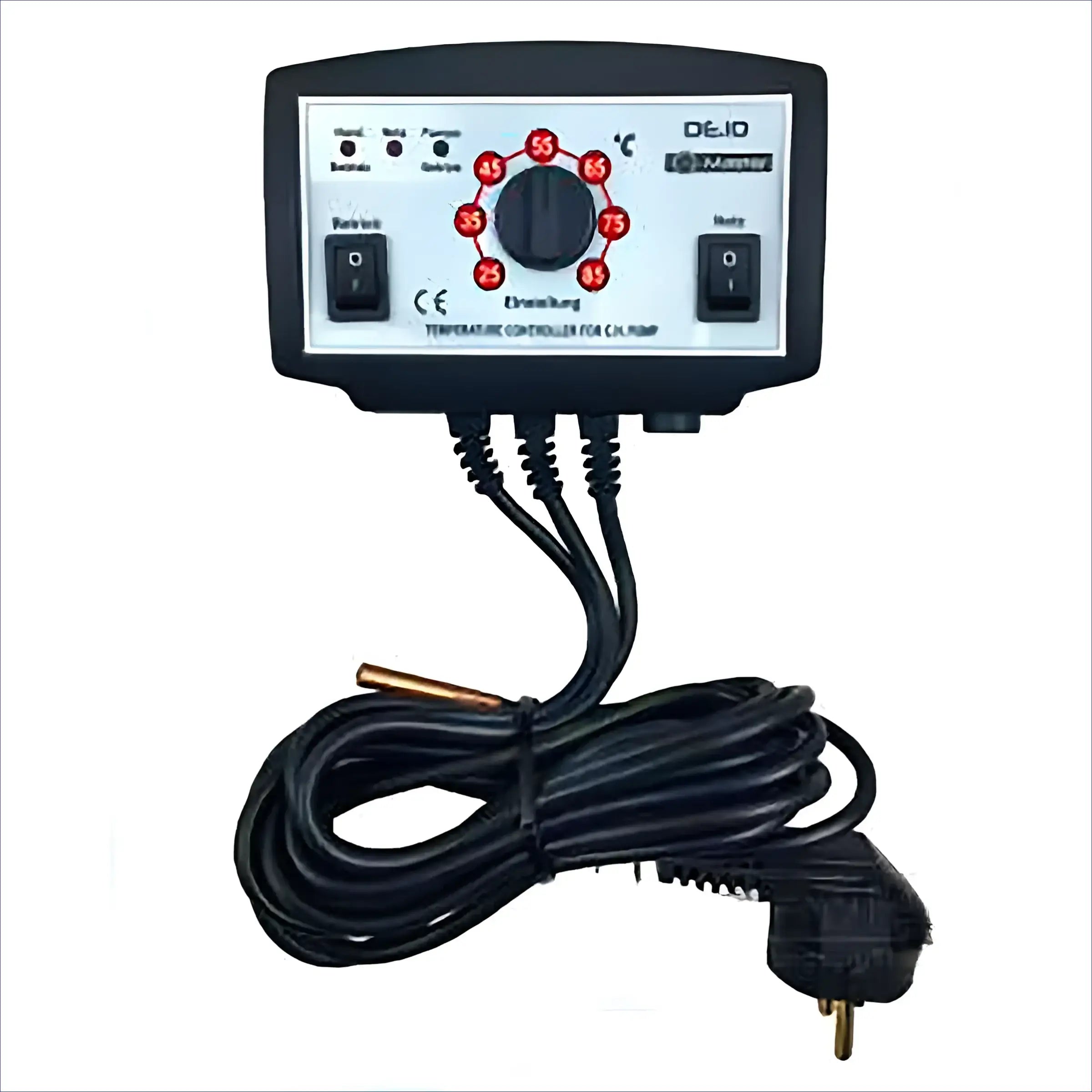 Schwarze Pumpensteuerung Master DE.10 EU 19 mit Sensor und Netzkabel