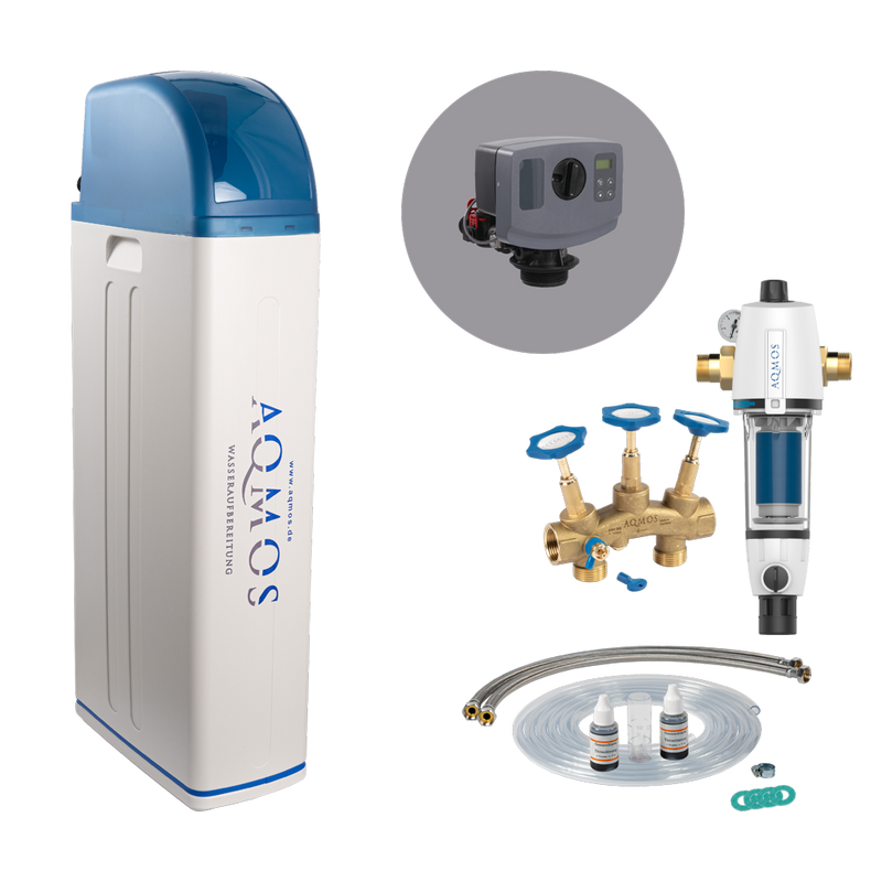 Aqmos R2D2-72 Water Softening System with Backwash Filter, Connection Set and Installation Manifold