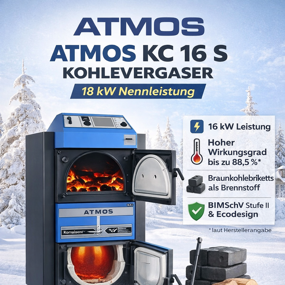 Kohlekessel Atmos KC16S – Effizienter Vergaserkessel für Kohle und Holz 🔥.