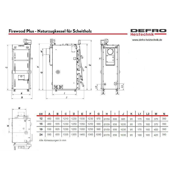 Defro Firewood Plus Vergaser | Scheitholz - Naturzugkessel