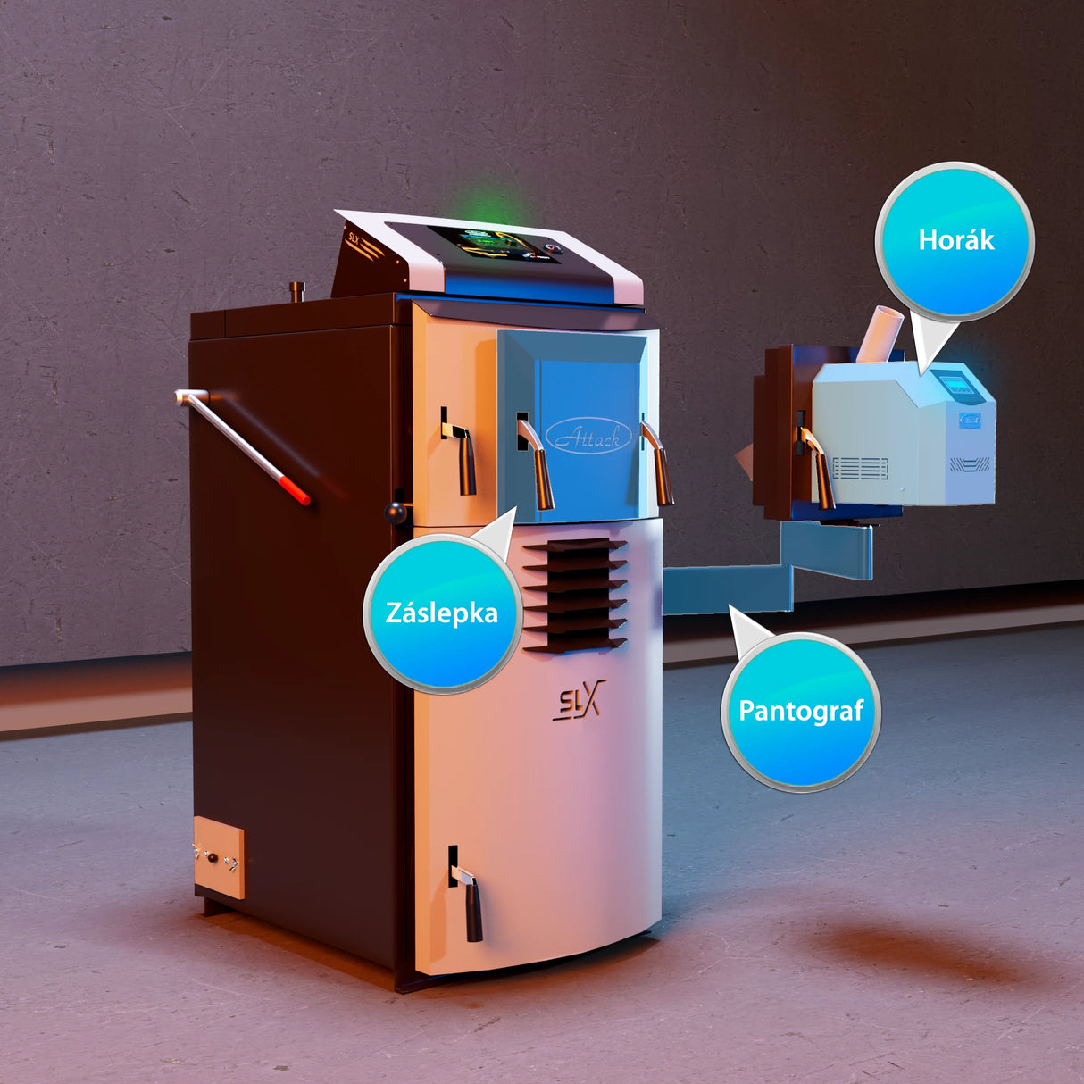 Λέβητας συνδυασμού Attack SLX 35 kW - ξύλο και πέλλετ - αποδοτικός & Πολύχρηστος