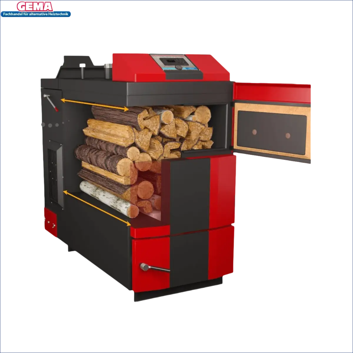 Red and black Holzvergaser für Attack DPX Profi mit bedienerfreundlicher PID-Regelung