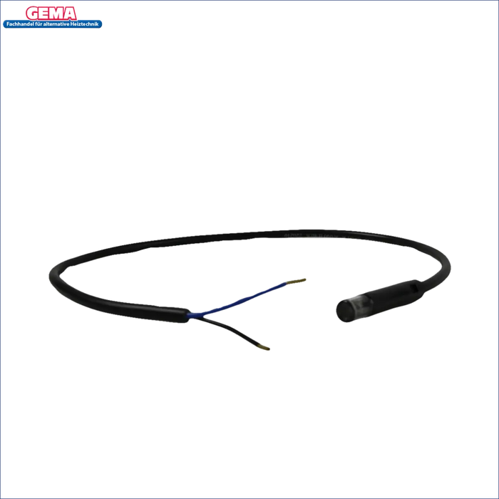 Schwarzes Kabel mit Sensor und freiliegenden Drähten für Attack Pelletkessel Fotozelle