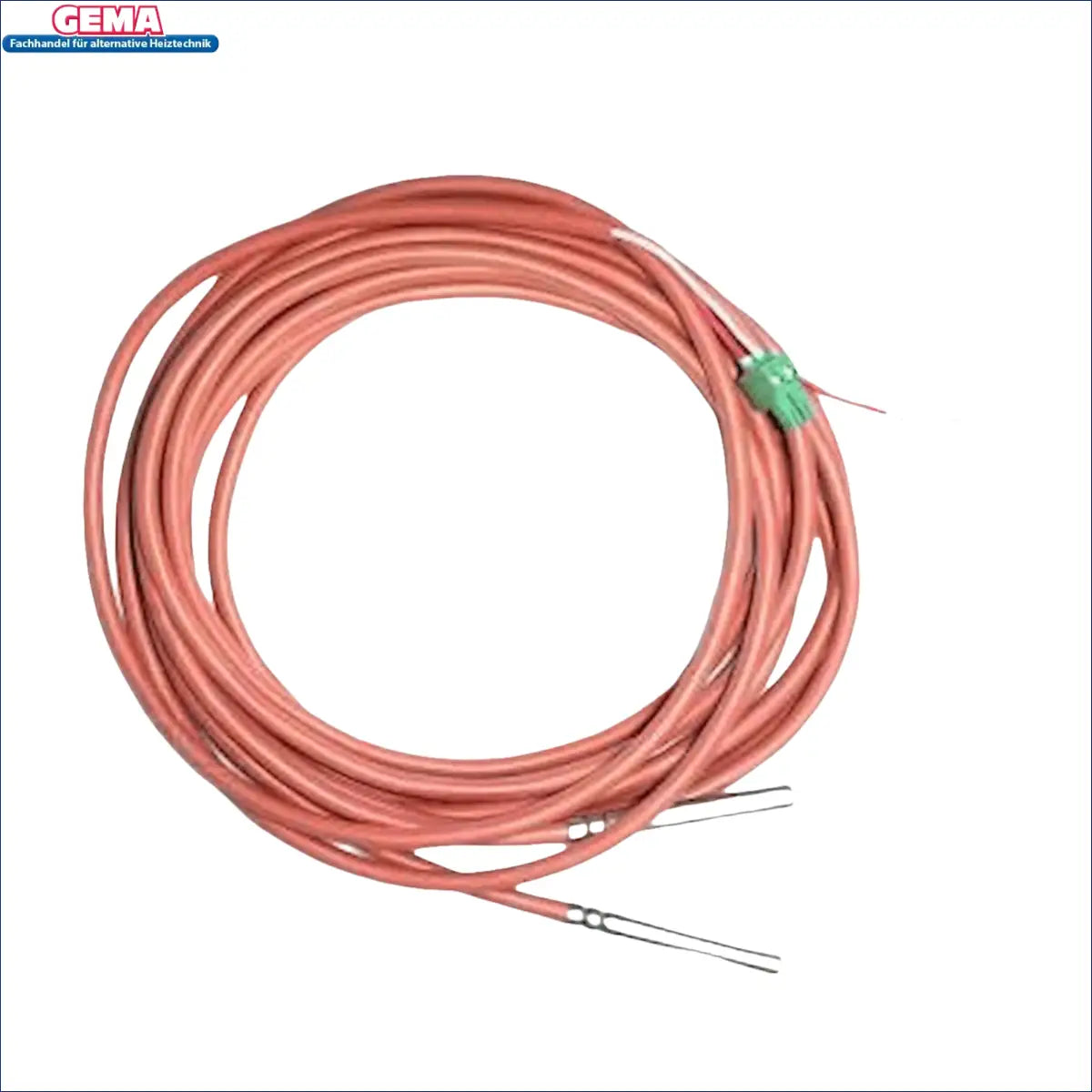 Rotes Temperaturfühlerkabel mit grünen Steckern für Kessel Attack SLX-Lambda im Attack Speicherfühler-Set
