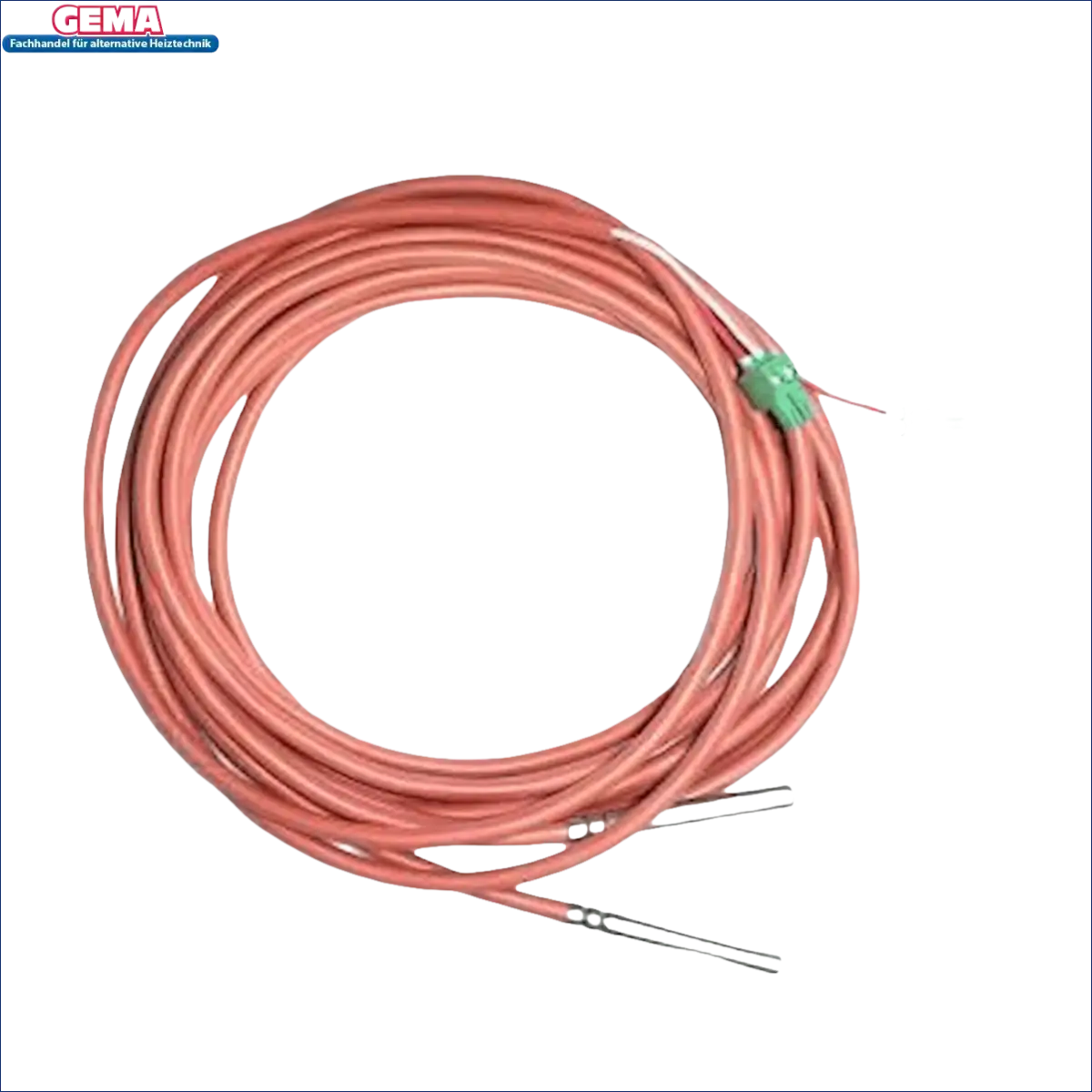 Rotes Temperaturfühlerkabel mit grünen Steckern für Kessel Attack SLX-Lambda im Attack Speicherfühler-Set