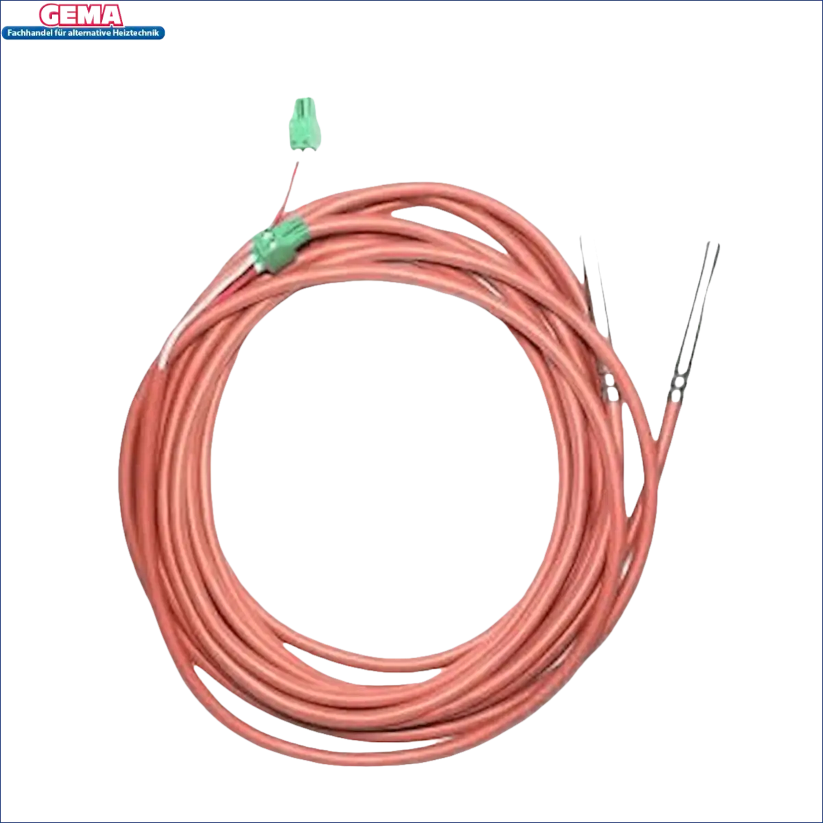 Coiled pinkes Kabel mit grünem Stecker und Metallsonden für Attack Speicherfühler-Set