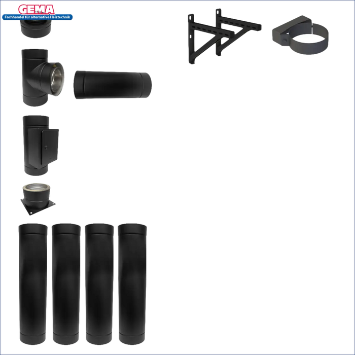 Schwarze Schornsteinrohrkomponenten für DW Neo 150 5-10 Meter in Originalverpackung