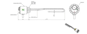 Technische Zeichnung des Trinkwasserspeichers 120 Liter plus Heizstab TERi 1,5 kW