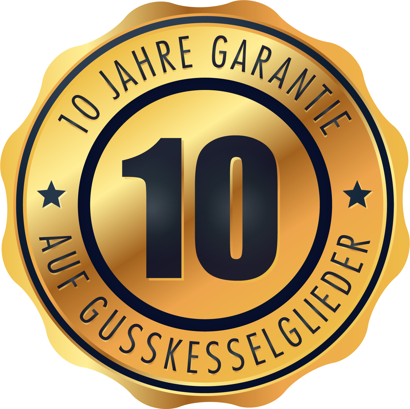 Goldener Garantiesiegel auf dem IBC Holzvergaserkessel GK-7k-Öko zeigt Qualität