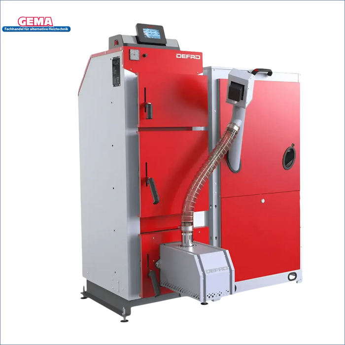 Rote und graue Industrieheizung im Produkt Defro Komfort Ekopell 14 kW Kombikessel