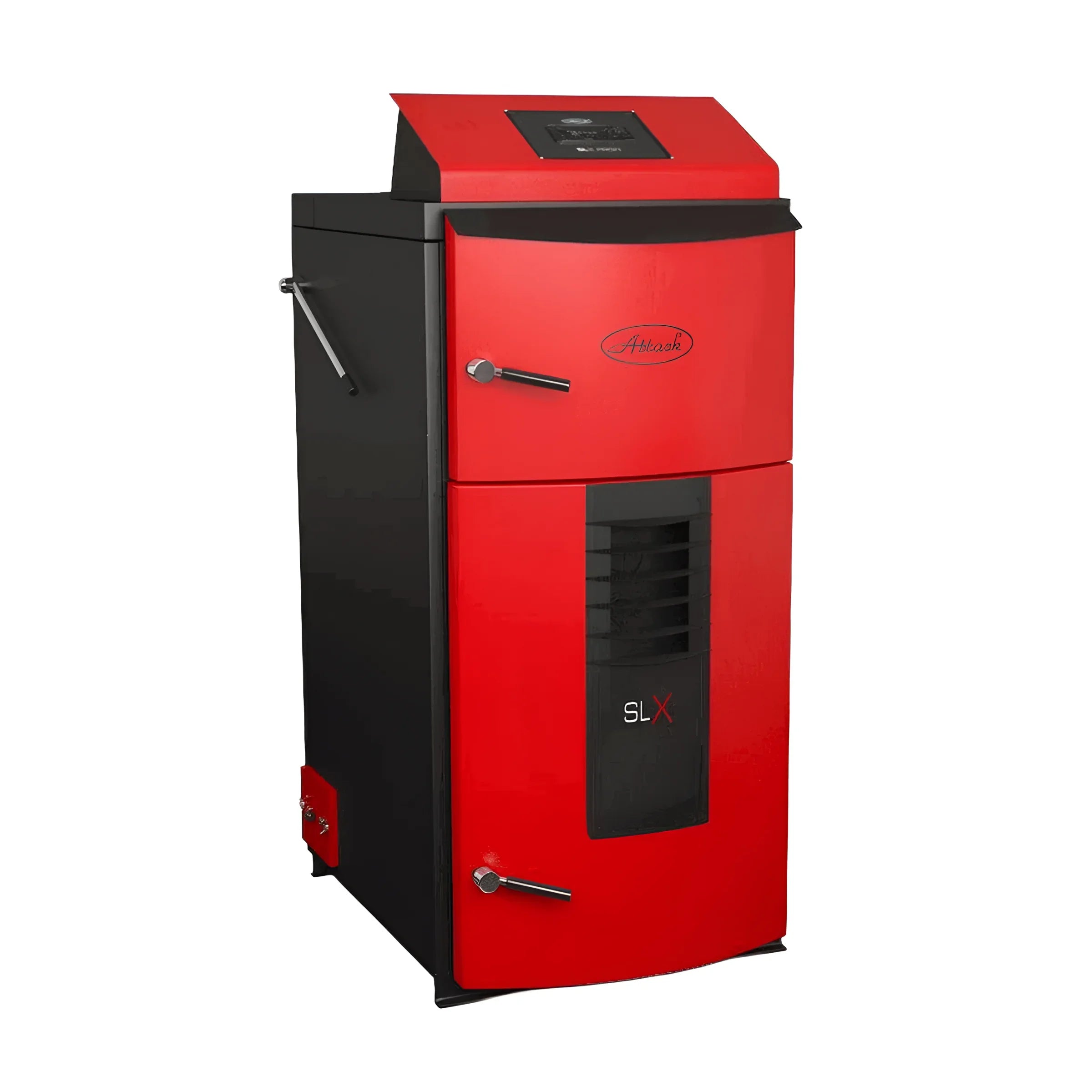 Roter und schwarzer Holzvergaserkessel Attack SLX Profi 20 kW mit modernem Design