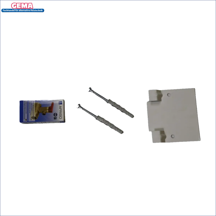 Montageset mit Schrauben, Dübel und Befestigungsplatte für einfache Installation von Geräten