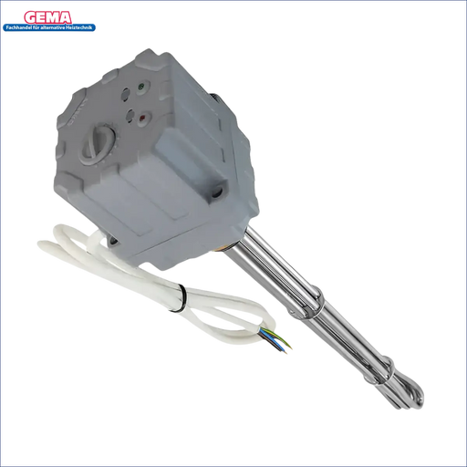 Graues Steuergehäuse mit Metall-Heizelement für Elektroheizstab 4,5 kW