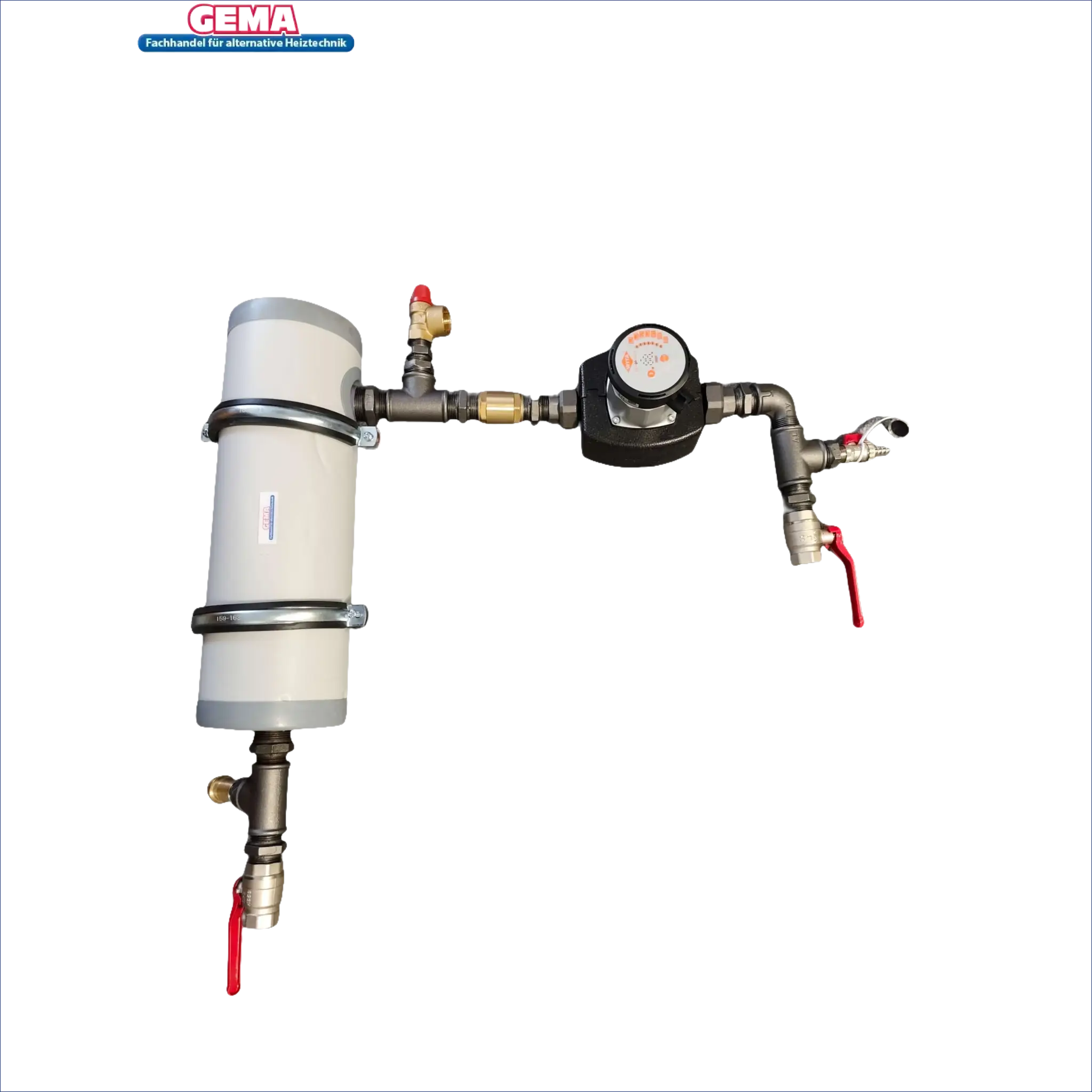 Plumbing-System mit Zylindertank, Ventilen und Messgerät für Gema Heizmodul Anschlussset