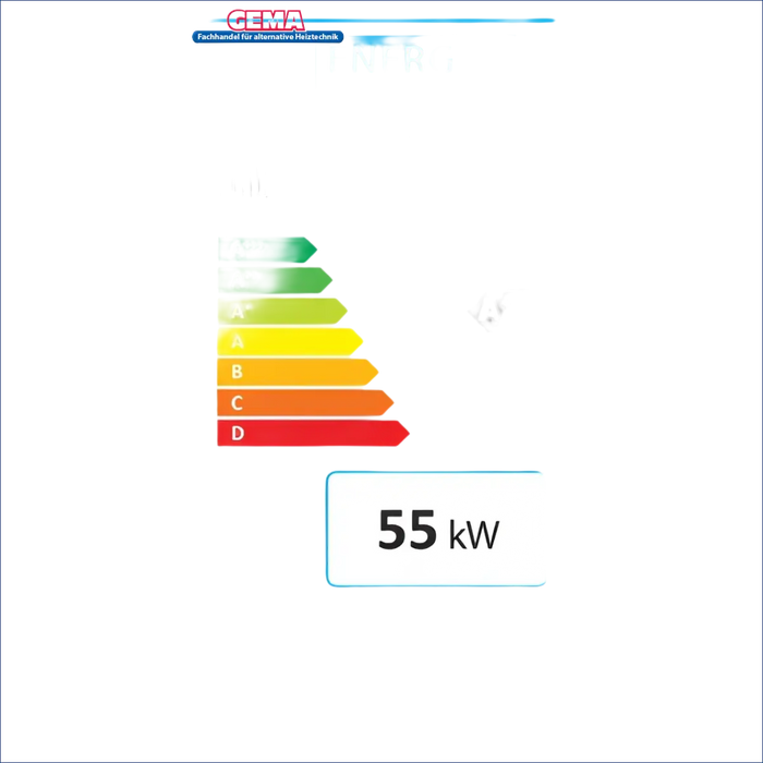 Energieeffizienzlabel für den Holzvergaserkessel Attack SLX Lambda 55 kW
