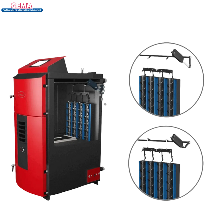 Rote und schwarze Biomasseheizung im Produkt Holzvergaserkessel Attack SLX Lambda 55 kW