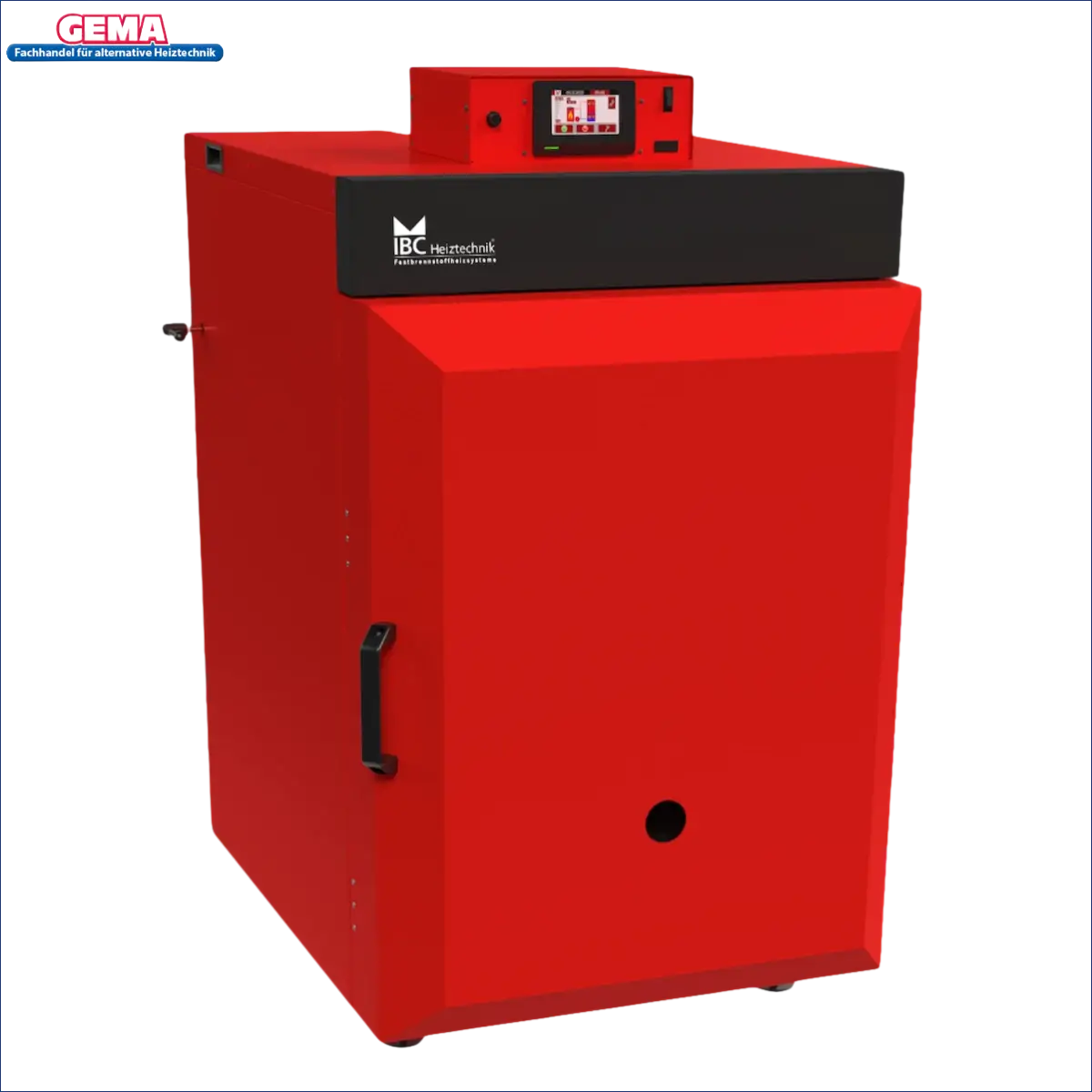 Roter Industrieofen mit Digitalanzeige für Holzvergaser Kessel IBC GK-7k-öko 36 kW