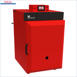 Roter Industrieofen mit Digitalanzeige für Holzvergaser Kessel IBC GK-7k-öko 36 kW