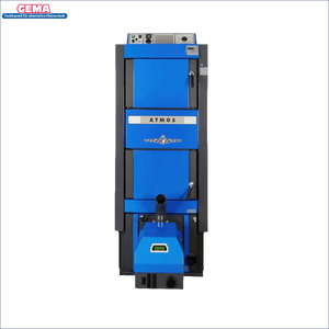 Blaue und graue Holzvergaserkessel Kombikessel Atmos DC GSP förderfähig