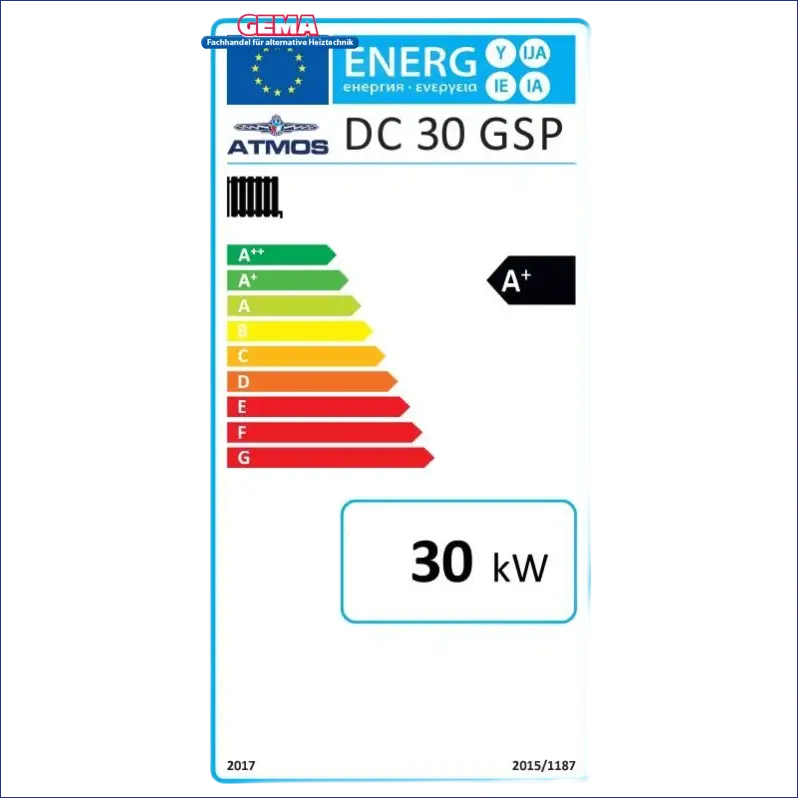 Energieeffizienzlabel für Kombikessel Atmos DC GSP mit A+ und 30 kW Leistung