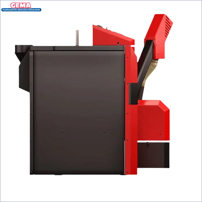 Rotes und schwarzes Heizsystem vom PelletsHeizung Attack Pellet 30 Automatic Plus