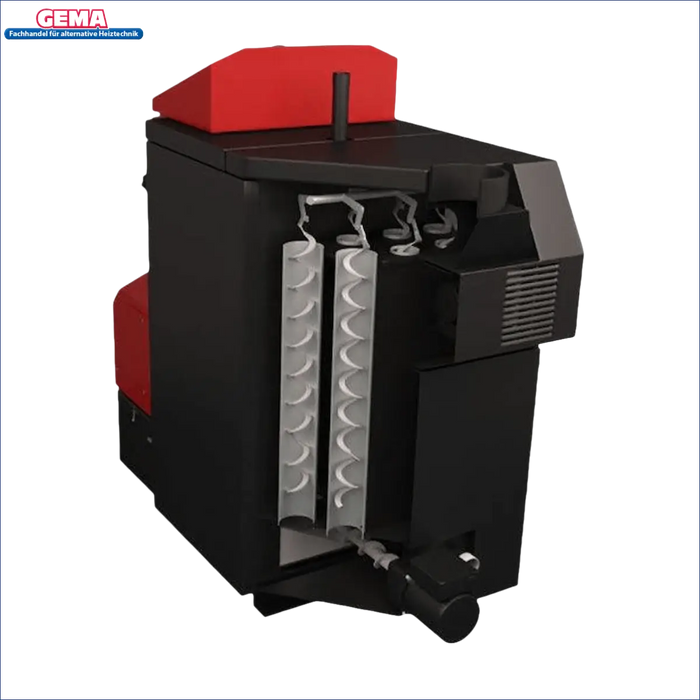 Schwarzes und rotes Heizsystem für Pelletheizung Attack Pellet 30 Automatic Plus