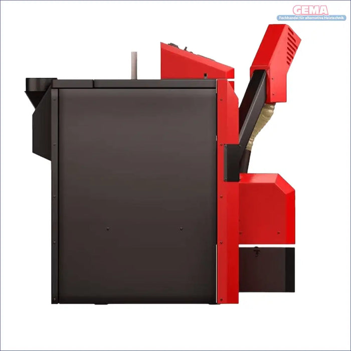 Roter und schwarzer Industrierohrkessel Attack Pellet 30 Automatic Plus