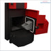 Rotierender schwarzer Pelletkessel Attack Pellet 30 Automatic Plus mit offenem Türdesign