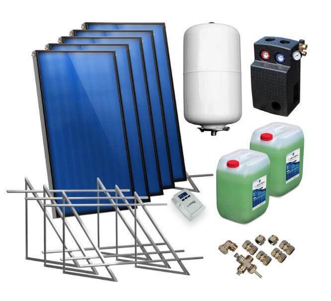 Solarpaket Flachkollektoren AMX2.51 12.65 m² für Flachdach - GEMA Shop