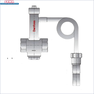Plumbing valve mit coiled pipe und Maßen, Teil der thermischen Ablaufsicherung für Defro Heizkessel