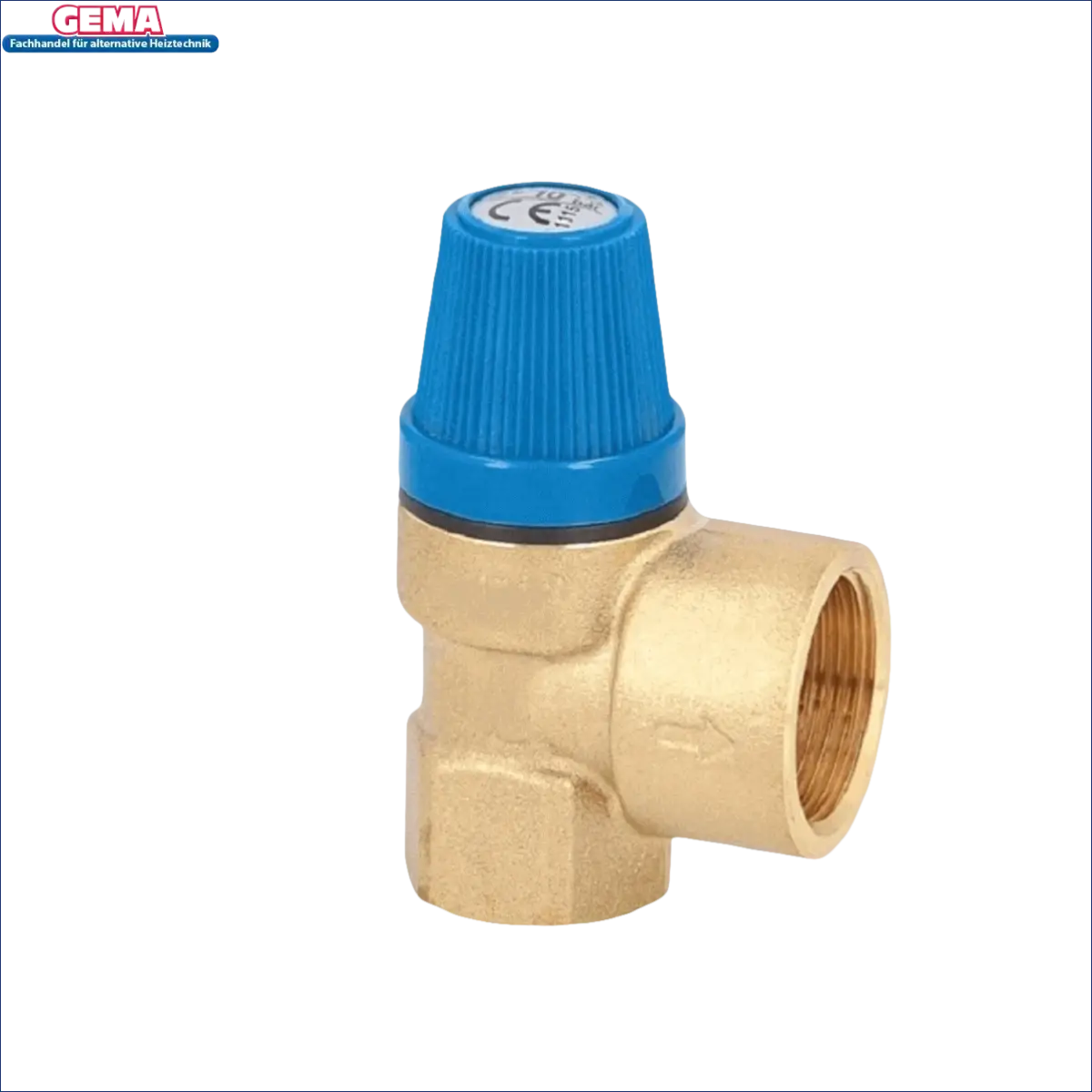 Brass-Druckreduzierventil mit blauer Einstellknopfung für Trinkwasserspeicher 120 L
