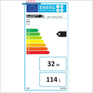 Energieeffizienzlabel für Trinkwasserspeicher 120 Liter mit 2 kW Heizstab