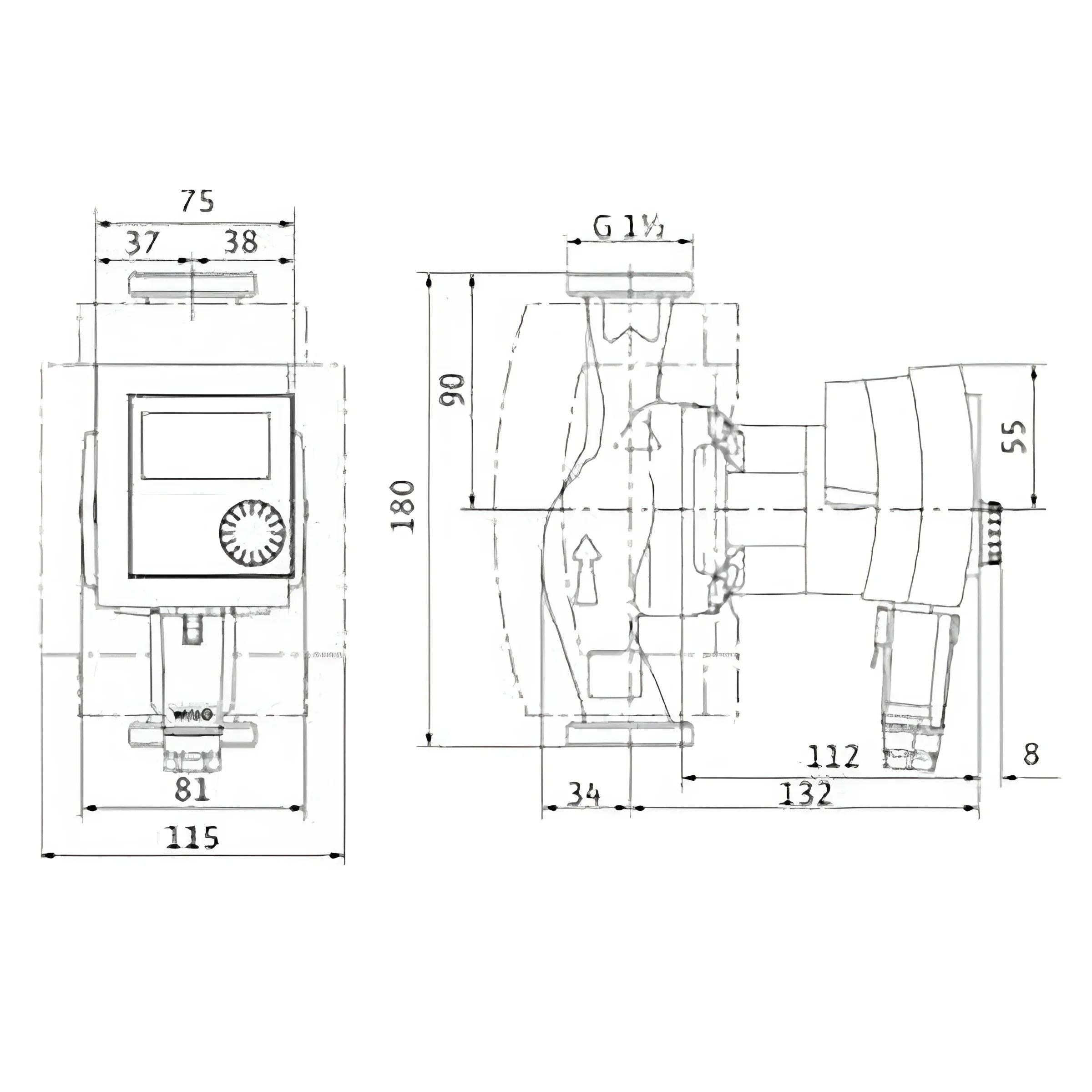 Umwälzpumpe Wilo Stratos Pico DN 25 Baulänge 180 mm.