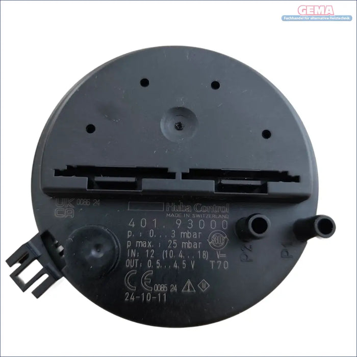 Schwarzer runder Drucksensor für Thermoflux Pelling Pelletkessel, Unterdrucksensor
