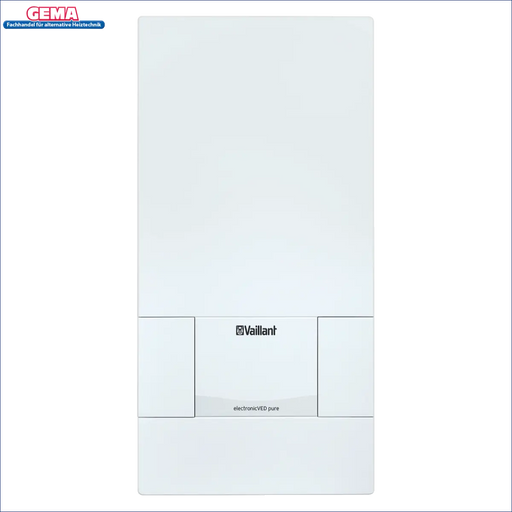 Weißer Vaillant Durchlauferhitzer elektronische VED pure Boiler auf Produktabbildung