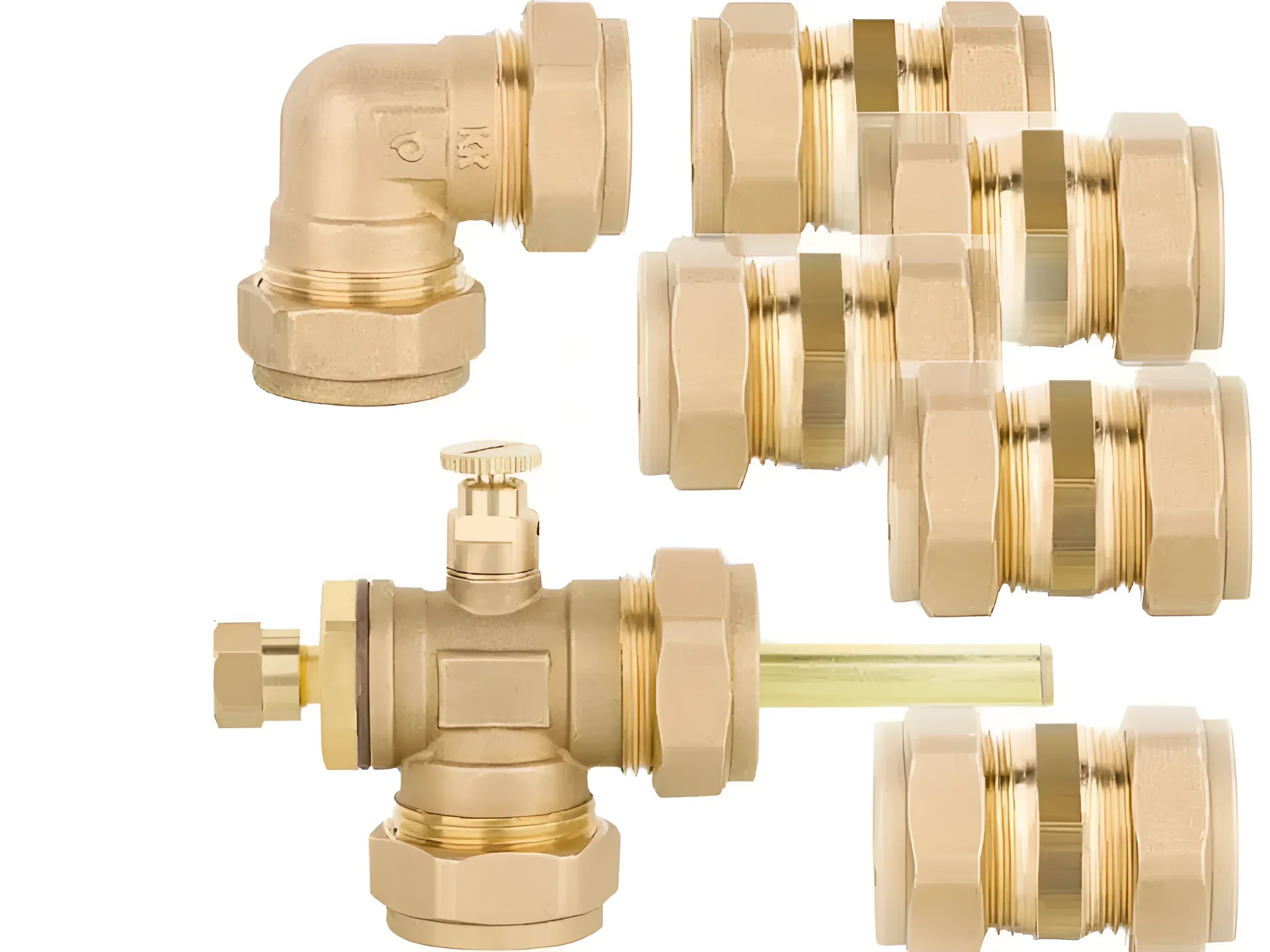 🌟 Messingventile Set: 1x Regelventil & 5x Verbindungsstücke, ideal für Heizungs- & Sanitärinstallationen 🔧